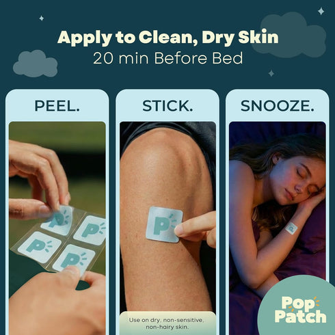 Pop Patch (36 Sleep Patches, Extra Strength for Insomnia Aid Patches) | Easy-to-Apply, Plant-Powered Non-Melatonin