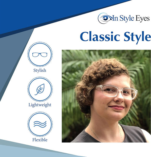 In Style Eyes Seymore Retro Bifocal Reading Glasses, Non-progressive Bifocal Readers for Women and Men, Clear Black