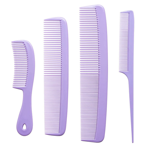 Mars Wellness 4 Piece Professional Comb Set in Lavender - Fine Pro Tail Combs for Men and Women