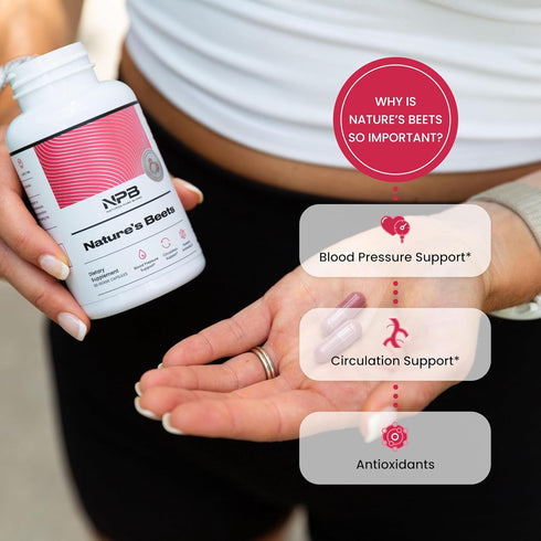 Nature's Pure Blend Organic Beets Capsule, Support Blood Flow, Blood Pressure & Heart Health, Energy Booster