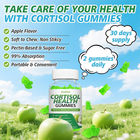Zetelixia Gummies 16-in-1 60Cts Cortisol for Women, Cortisol Supplements for Women, Cortisol Reducer with Ashwagandha