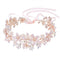 Oriamour Bridal Headpiece Wedding Headband with Flower Design, Genuine Freshwater Pearls & Ribbons (Rose Gold)