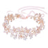 Oriamour Bridal Headpiece Wedding Headband with Flower Design, Genuine Freshwater Pearls & Ribbons (Rose Gold)