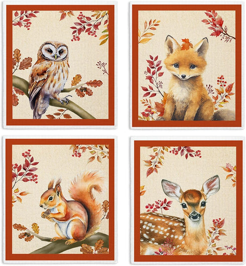 LARTSFRO Cute Animal Swedish Dishcloths for Kitchen Cloths Towels, Cute Deer Fox Owl