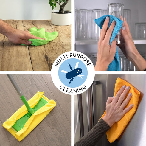 S&T INC. 25 Pack Microfiber Cleaning Cloth, Reusable Towels for Home, Cars, Cleaning Rags, Assorted, 11.5 x 11.5 Inches