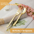 N9R 100 Pieces Gold Plastic Silverware Set, 50 Gold Spoons and 50 Forks for Parties, Catering, Weddings
