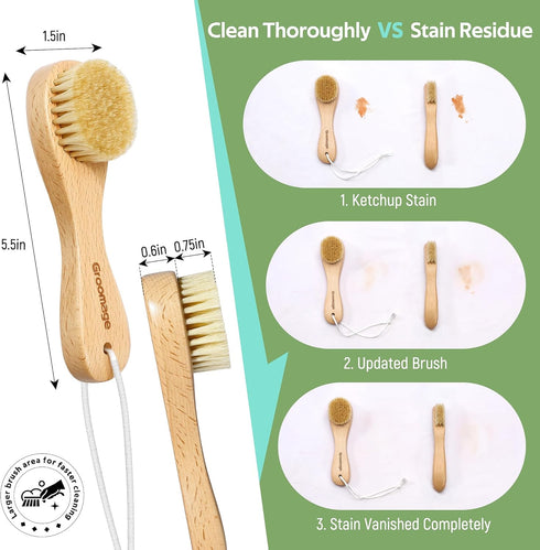 Laundry Stain Brush, Laundry Brush for Stains on Clothes, Natural Boar Bristle Laundry Cleaning Brush, Fabrics Cleaning Brush for Clothes without Damage, Perfect for Shoes, Cleaning and Laundry