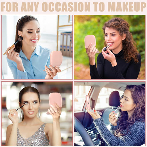 MY BEAUTY LIGHT Compact Mirror, Lighted 1X/3X Magnifying Travel Makeup Mirror, USB Charging (Pink)