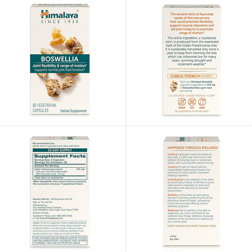 Himalaya Boswellia, Joint Support for Mobility & Flexibility, 250 mg, 60 Capsules, 2 Pack