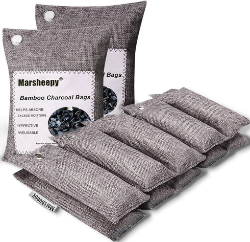 Marsheepy 12 Pack Bamboo Charcoal Shoe Deodorizer Bags - Activated Charcoal Odor Absorber, 150g x 2, 50g x 10