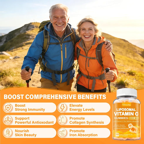 Tcemundry Gummies 1000mg Gummy Liposomal Vitamin C for Adults: Vitamin C Chewable with Zinc, Elderberry, Vitamins A & E