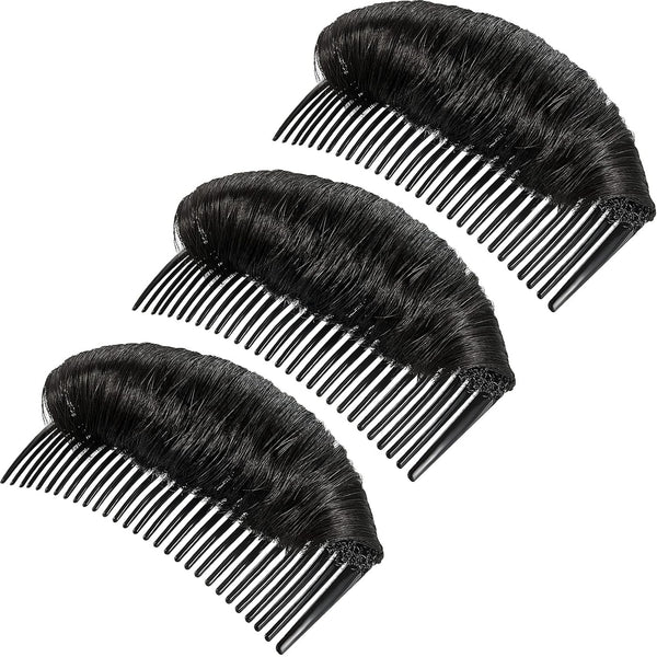 WILLBOND 3 Pieces Invisible False Hair Clips, Black Pad Bump It Up Volume Hair Base Fluffy Styling Tool for Women Girls