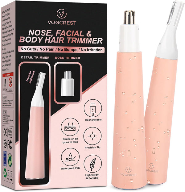 Nose Hair Trimmer for Women - Portable, Waterproof, Rechargeable 2-in-1 Trimmer, Easy to Clean for Sensitive Skin