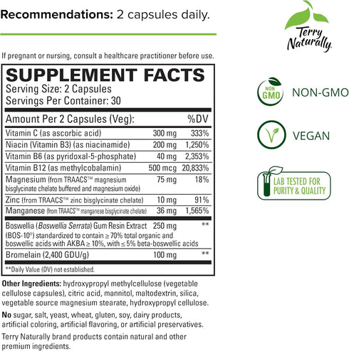 Terry Naturally Healthy Ligaments & Tendons - 60 Capsules - Supports Collagen Production, Elasticity & Strength - Non-GMO, Vegan, Gluten Free - 30 Servings