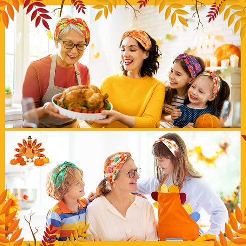 Waydress 12 Pcs Fall Nurse Headbands, Stretchy Breathable Hair Accessories for Women, Pumpkin Maple Leaf