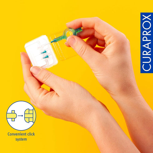 Curaprox CPS 06 Prime Start Interdental Brushes Set, 5 Brushes CPS 06 Prime + 1 Holder UHS 409 + 1 Holder UHS 470, 0.6