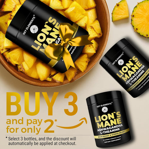 Gummies Gummies High Strength Extract Organic Lion's Mane Mushroom with Ashwagandha & L-Theanine - Potent Lion's Mane