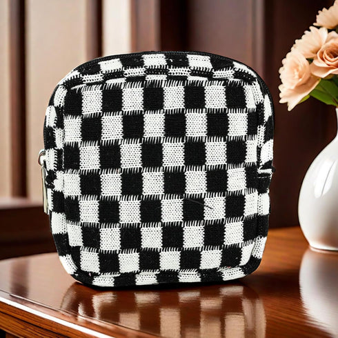 LJJCSFF Sanitary Napkin Storage Bag Menstrual Pad Pouch Checkered Period Bag Feminine Product Purse Tampon Organizer