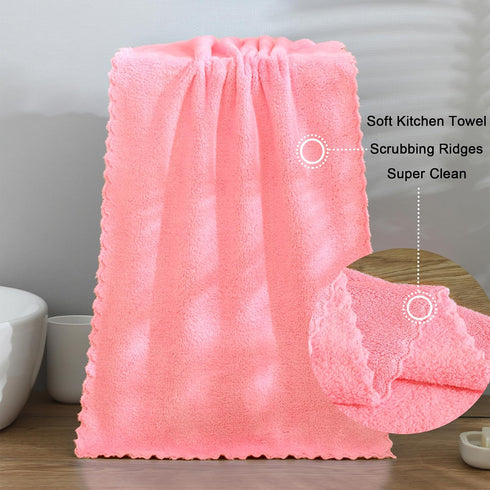 kimteny 13x28 Inches (13x28-6 Pack, Kitchen Cloth Dish Towels, Premium Dishcloths, Super Absorbent Coral Velvet