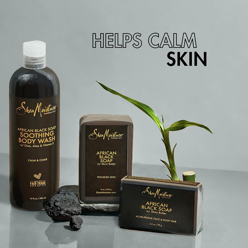 SheaMoisture Soothing Body Wash for Acne Treatment, African Black Soap, 13 Fl Oz