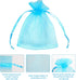 Boshen 100/200PCS Teal Blue Organza Gift Candy Sheer Bags, Mesh Jewelry Pouches Drawstring for Wedding Party Favors