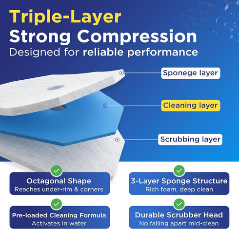 JS PRIME 50 Count 5X Toilet Wand Refills for Clorox Toilet Wand, Cleaning Power, Replacement Heads for Clorox Wand