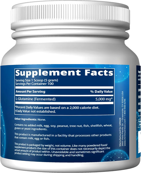 MRM Nutrition L-Glutamine 5000mg, Amino Acid for Muscle Support, 100 Servings