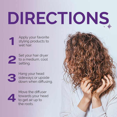Curl Keeper Diffuser Hair Dryer for Curly Hair - Pop Up Silicone Attachment for Blow Dryers, Travel-Friendly