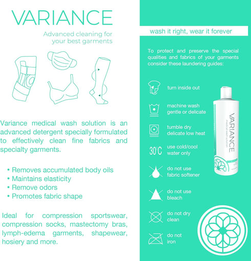 Variance by Forever New Medical Wash Solution, Fragrance Free, 16 Fl Oz, Advanced Detergent for Compression Wear