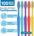 100 Pack Disposable Medium Soft Bristles Bulk Toothbrushes, Individually Wrapped