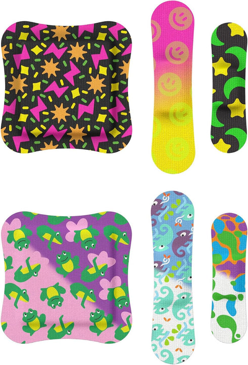 Pack 140 Count Welly Bandage Assorted Playtime Refill | Adhesive Flexible Fabric Bandages | Glow-in-The-Dark & Color