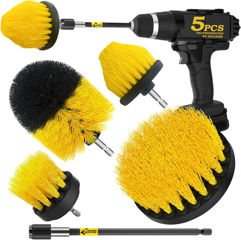 Holikme 5Pack Drill Brush Attachment Set, Power Scrubber for Bathroom, Floors, and Kitchens