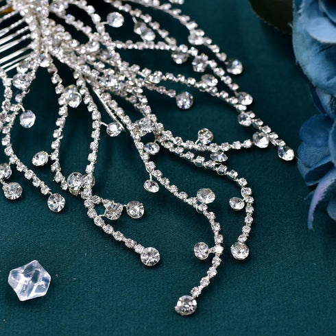 Wedding Headband Crystal Bridal Headpiece, Rhinestone Hair Accessories for Women Bride and Bridesmaids (562 Silver)