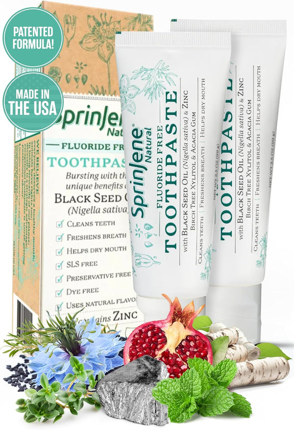 SprinJene Natural Fluoride Toothpaste, Healthy Teeth & Gums, 3.5 Ounce (Pack of 2)