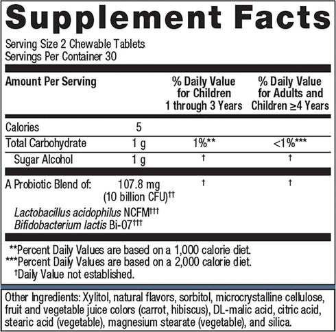 Metagenics MetaKids Probiotic - 10 Billion CFU Children's Probiotic Blend for Digestive & Immune Health, 60 Tablets