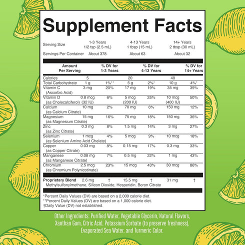 Extra Strength Nighttime Liquid Multimineral Sleep Supplement, Sugar Free, Calm Magnesium Citrate Sleep, NO Melatonin,