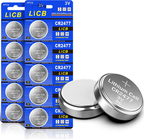 LiCB CR2477 3V Lithium Battery Pack of 10