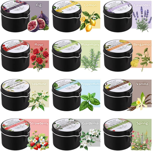 TLNFHRPI 12pcs Sets,1oz Massage Oil Candle,Moisturising Natural Soybeans Gift Low Temperature Body Oil Scented Candles
