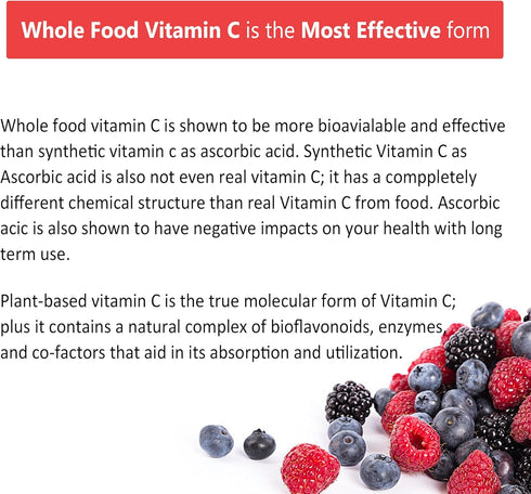Whole Food Vitamin C Gummies for Adults & Kids, 2 Pack, Zero Sugar, 100% Natural, Immune & Collagen Support