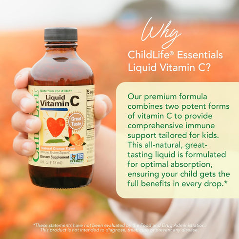 Immune 4 Oz (Pack 3) CHILDLIFE ESSENTIALS Liquid Vitamin C - Pure Vitamin C Liquid Supplement for Kids, System Support