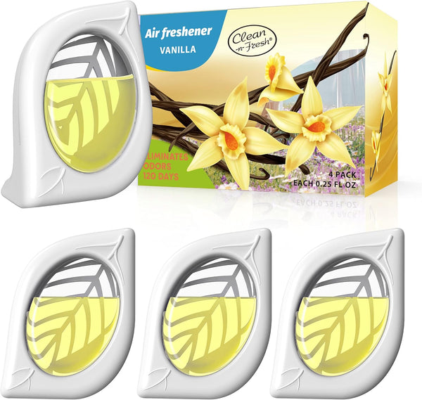 Air Freshener for Home, 4 Pack, Vanilla Essential Oils, Odor Eliminator for Small Areas, Up to 120 Days