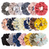 Velscrun 20 Pcs Floral Plaid Solid Color Scrunchies, Hair Accessories for Girls Women, Bulk Hair Ties