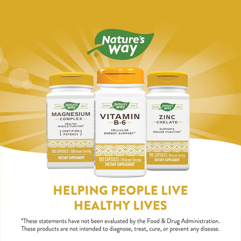 Nature's Way Vitamin B-6 Supplement, 50mg per Serving, 100 Capsules for Cellular Energy Support