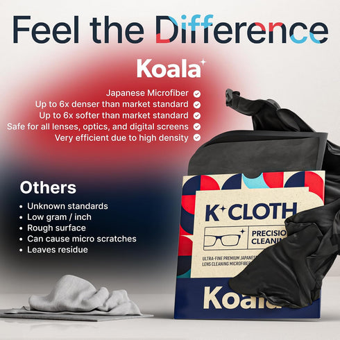 Headset, (Pack 3) Koala Lens Cleaning Cloth | Japanese Microfiber | Glasses Cleaning Cloths | Eyeglass Lens Cleaner |