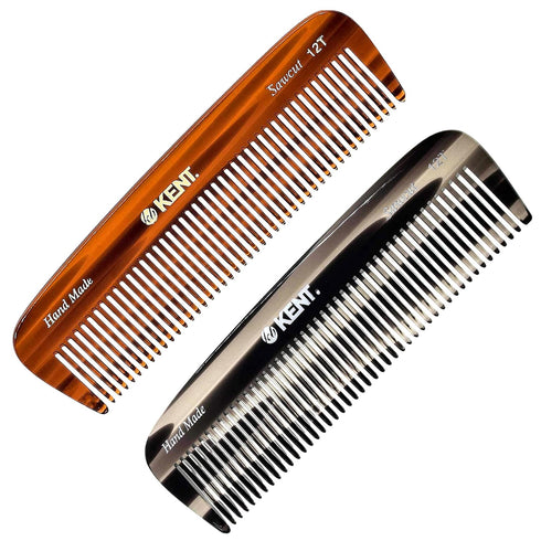 Kent 12T Wide Tooth Comb, Handmade Detangling Comb for Thick Curly Wavy Hair, Grooming Tool for Hair and Beard