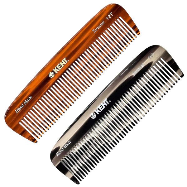 Kent 12T Wide Tooth Comb, Handmade Detangling Comb for Thick Curly Wavy Hair, Grooming Tool for Hair and Beard