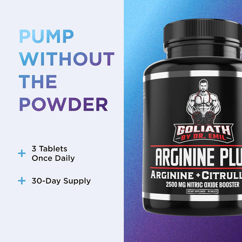 Dr. Emil's ARGININE Plus - L Arginine + L Citrulline 2500 MG High Dose NO Booster Tablets for Vascularity and Heart