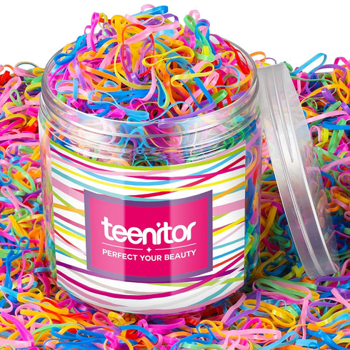 Teenitor Color Elastic Hair Bands, Hair Ties (2000pcs Multi Color Hair Holder Hair Tie Elastic Rubber Bands for Baby