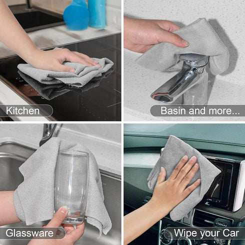 Microfiber Cleaning Cloth, 50 Packs Reusable Paper Towels Rolls for Kitchen, Bathroom, Car, 12x12 inch