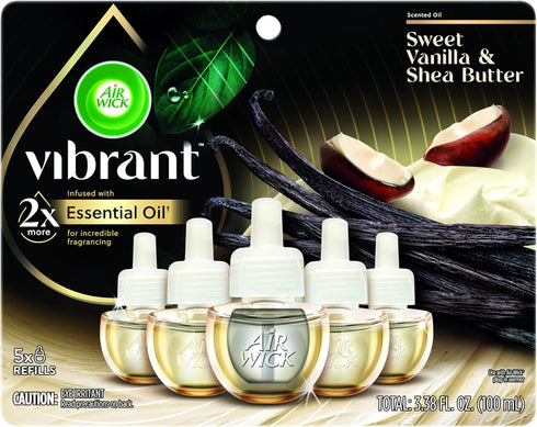 Air Wick Scented Oil Refill, Sweet Vanilla & Shea Butter, 5 ct, Vibrant